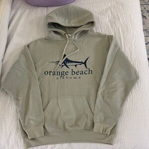 Orange Beach Alabama Grey Hooded Sweatshirt with Marlin Graphic